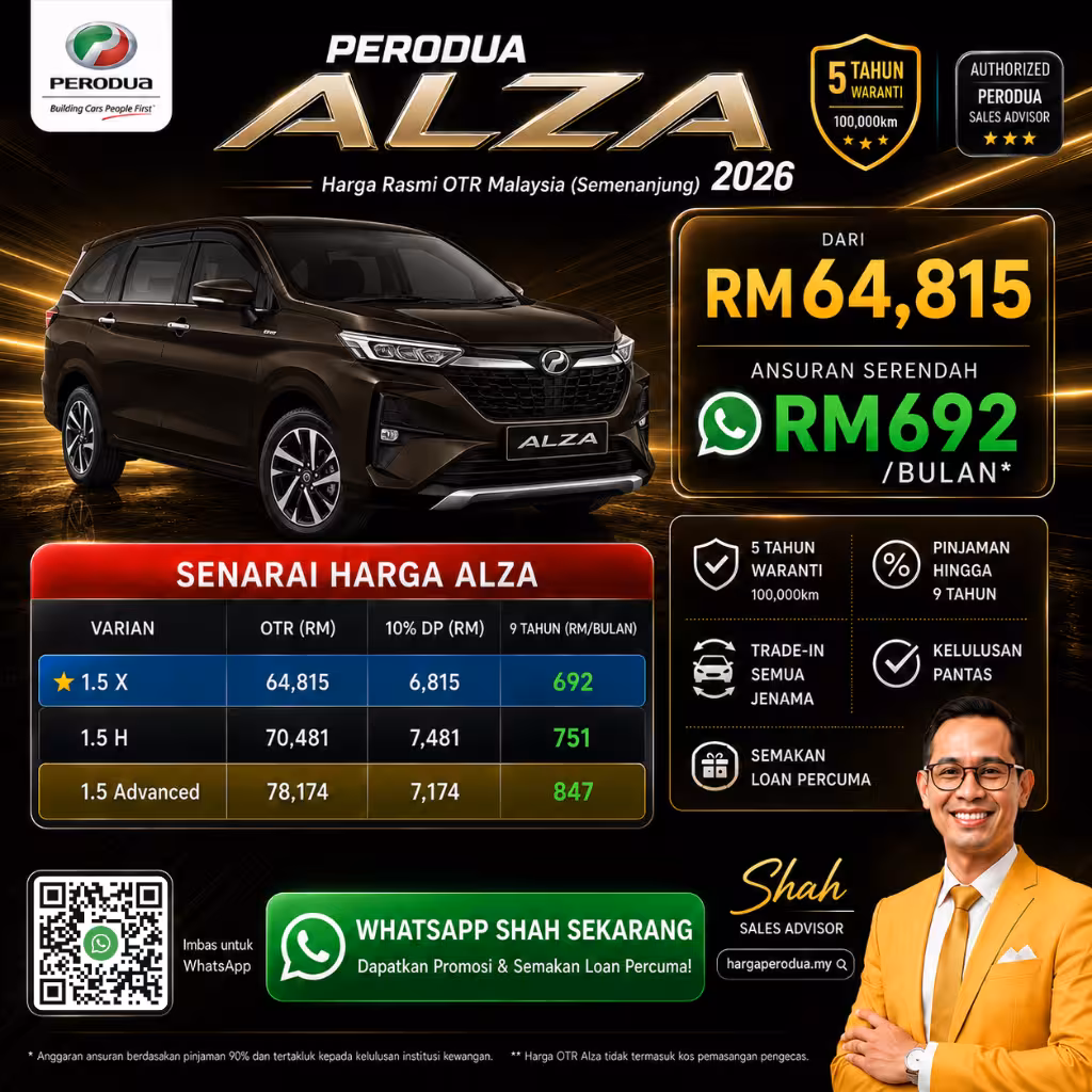 Senarai Harga Perodua Alza 2026 Malaysia