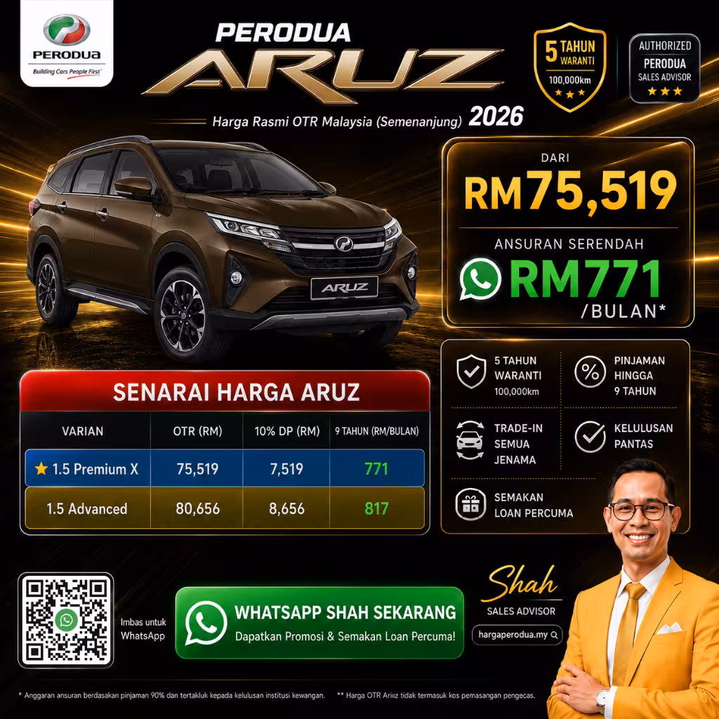 Senarai Harga Perodua Aruz 2026 Malaysia