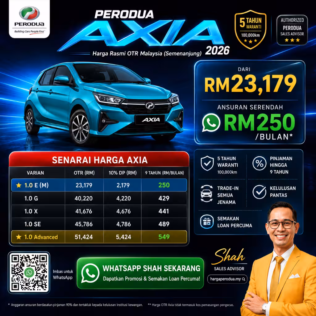 Senarai Harga Perodua Axia 2026 Malaysia