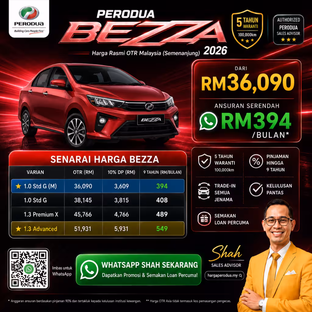 Senarai Harga Perodua Bezza 2026 Malaysia