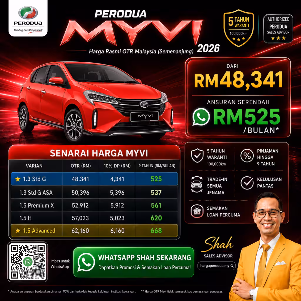 Senarai Harga Perodua Myvi 2026 Malaysia
