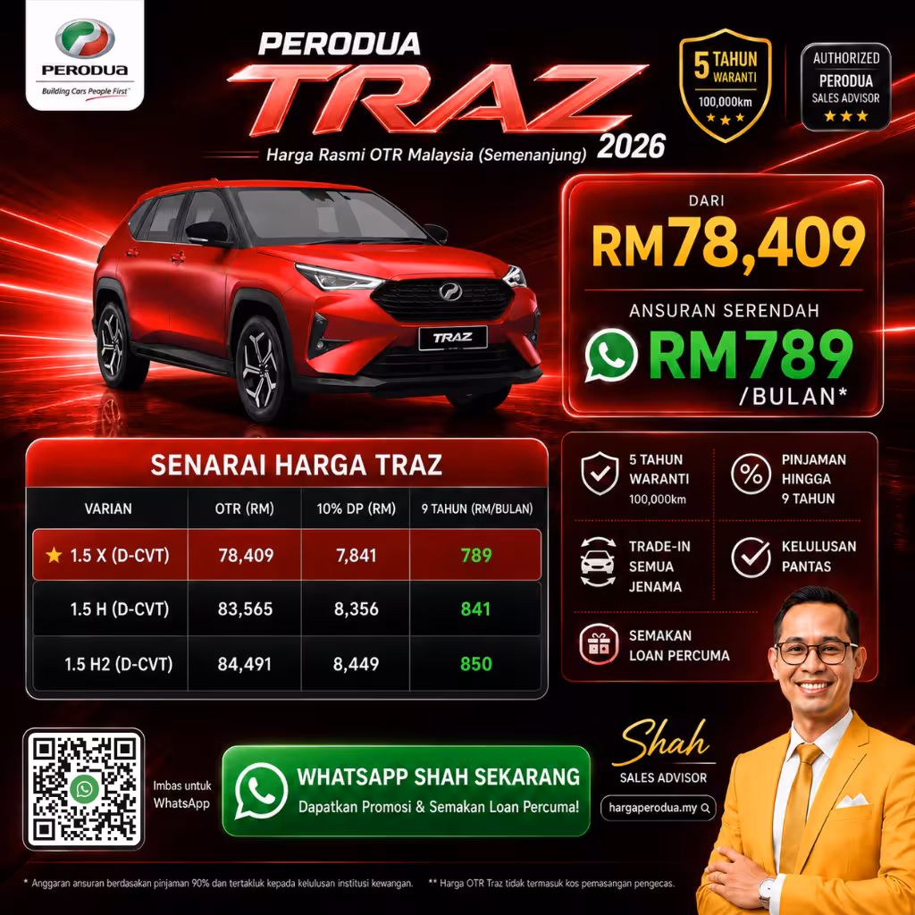 Senarai Harga Perodua Traz 2026 Malaysia