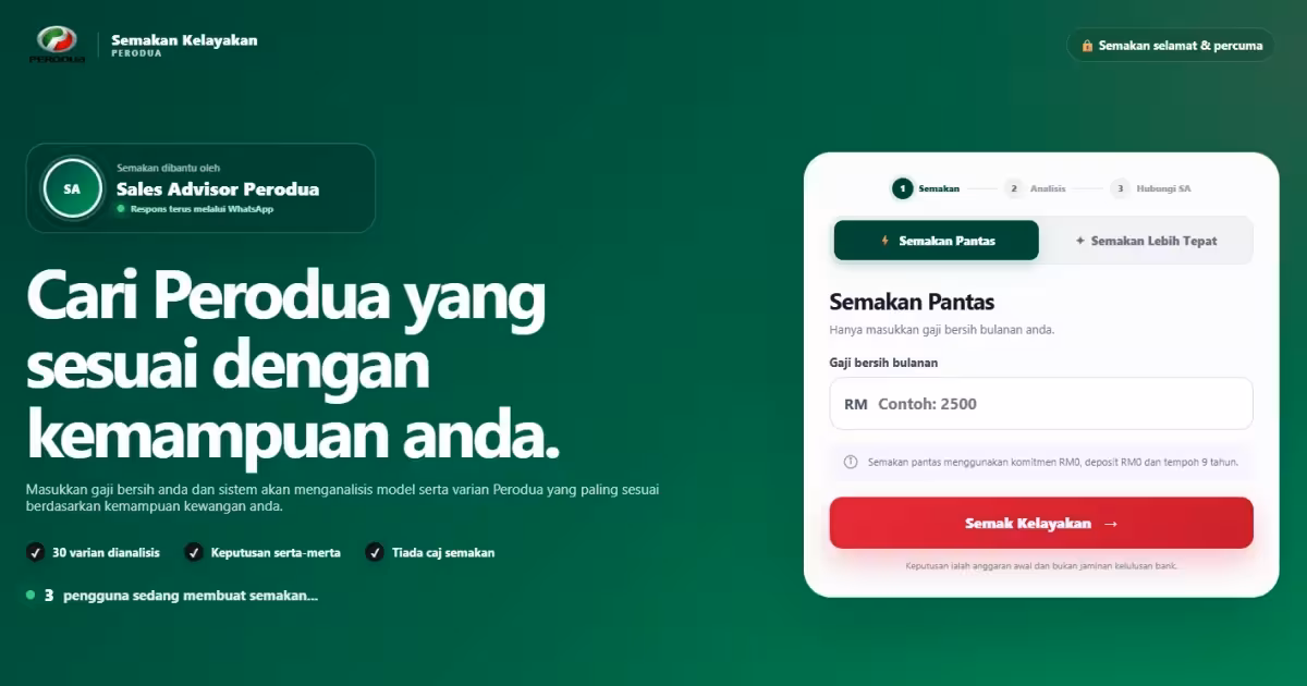 Semakan Kelayakan Gaji Perodua